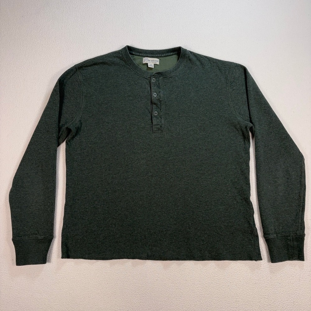 J.Crew Double Knit Snap Henley Shirt Men's S Green 100% Cotton‎ Knit Goods F8128